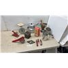 Image 1 : Vintage Kitchen Utensils: Way Rite Scale, Egg Scale, Coffee Grinder, Donut Maker with Box, Sifters