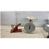 Image 2 : Vintage Kitchen Utensils: Way Rite Scale, Egg Scale, Coffee Grinder, Donut Maker with Box, Sifters