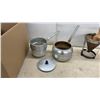 Image 5 : Vintage Kitchen Utensils: Way Rite Scale, Egg Scale, Coffee Grinder, Donut Maker with Box, Sifters