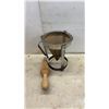 Image 6 : Vintage Kitchen Utensils: Way Rite Scale, Egg Scale, Coffee Grinder, Donut Maker with Box, Sifters