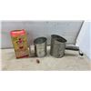 Image 8 : Vintage Kitchen Utensils: Way Rite Scale, Egg Scale, Coffee Grinder, Donut Maker with Box, Sifters
