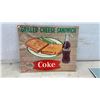 Image 3 : Vintage Coca-Cola Grilled Cheese Sandwich Cardboard Sign, 12 × 13 1/2”