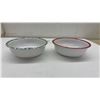 Image 2 : Two John Deere Children's Bowls with Green Check and Red Rim, Farm Scenes