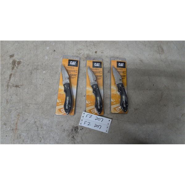 Caterpillar CAT 91-C90CP Hi-Tech Liner Lock Folding Knife with Serrated Stainless Blade, 3 Pieces