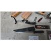 Image 5 : Fishing Tackle Lot: Lures, Jigs, Weights, Spinning Reel, Bushnell Binoculars, Knives