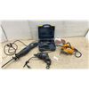 Image 1 : Black and Decker Jigsaw, Mastercraft 3/8” Drill, Reciprocating Saw, Sander in Case