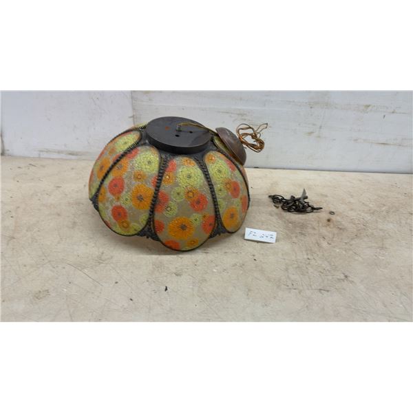Vintage Mid-Century Modern Floral Popcorn Glass Pendant Ceiling Light Fixture, 1960s-1970s