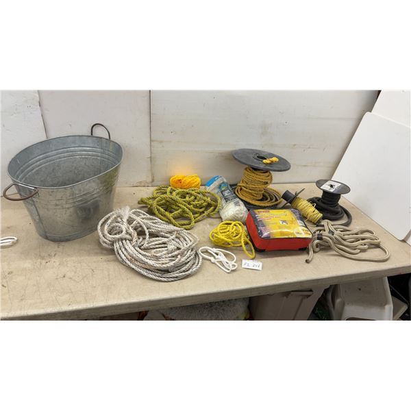 Galvanized Wash Tub, Assorted Rope, Heavy Duty Trailer Net, Marine Cord