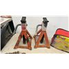 Image 2 : Automotive Lot: Jack Stands, Chains, Lever Hoist, STRAP Heavy Duty Trailer Net 52” × 70”