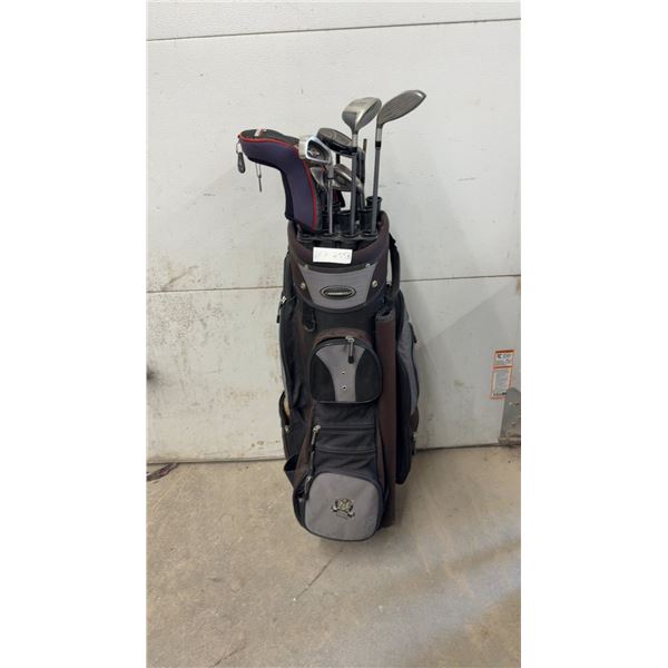 Adams Golf Cart Bag with TaylorMade 200 Steel Woods, R7 Series, Rescue Mid Hybrids, Irons
