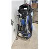 Image 1 : Mizuno Pro Staff Golf Cart Bag in Blue, Black, Gray with Folding Push Cart