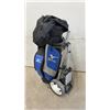 Image 3 : Mizuno Pro Staff Golf Cart Bag in Blue, Black, Gray with Folding Push Cart