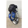 Image 4 : Mizuno Pro Staff Golf Cart Bag in Blue, Black, Gray with Folding Push Cart