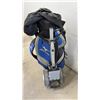 Image 5 : Mizuno Pro Staff Golf Cart Bag in Blue, Black, Gray with Folding Push Cart