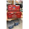 Image 1 : Red Metal Multi-Drawer Tool Chest with Hinged Lid, 14 × 26 × 12”