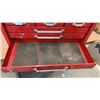 Image 2 : Red Metal Multi-Drawer Tool Chest with Hinged Lid, 14 × 26 × 12”
