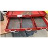 Image 3 : Red Metal Multi-Drawer Tool Chest with Hinged Lid, 14 × 26 × 12”