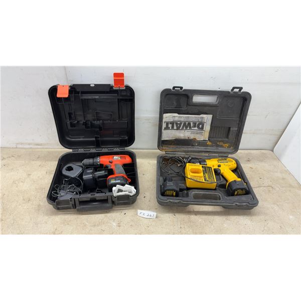 Black and Decker Fire Storm 12V Cordless Drill, Charger, Battery, 1 Latch Broken on Case