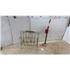 Image 1 : Vintage Mid-Century Gold-Tone Wire Magazine Rack and Manual Lever-Action Bottle Capper