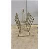 Image 3 : Vintage Mid-Century Gold-Tone Wire Magazine Rack and Manual Lever-Action Bottle Capper