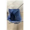 Image 5 : Two Folding Metal Utility Shopping Carts with Navy Blue Fabric Bags and Swivel Wheels