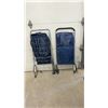 Image 6 : Two Folding Metal Utility Shopping Carts with Navy Blue Fabric Bags and Swivel Wheels