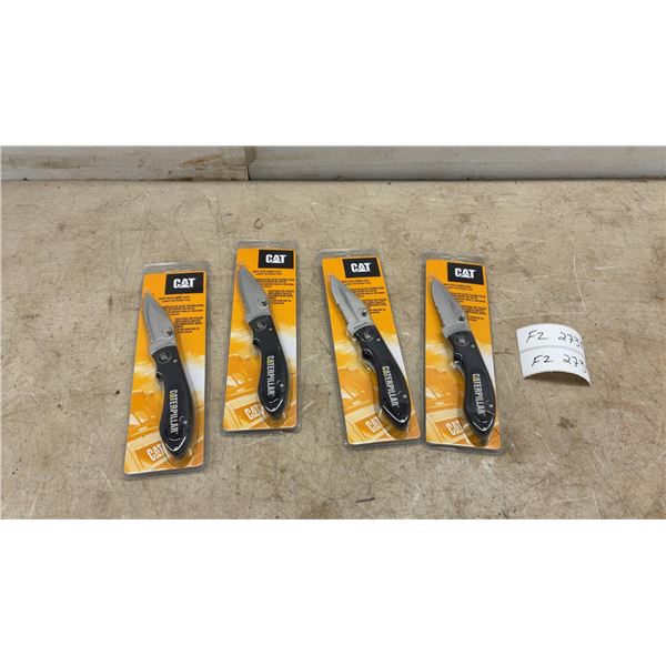 Four CAT Caterpillar High Tech Liner Lock Folding Pocket Knives with Belt Clip