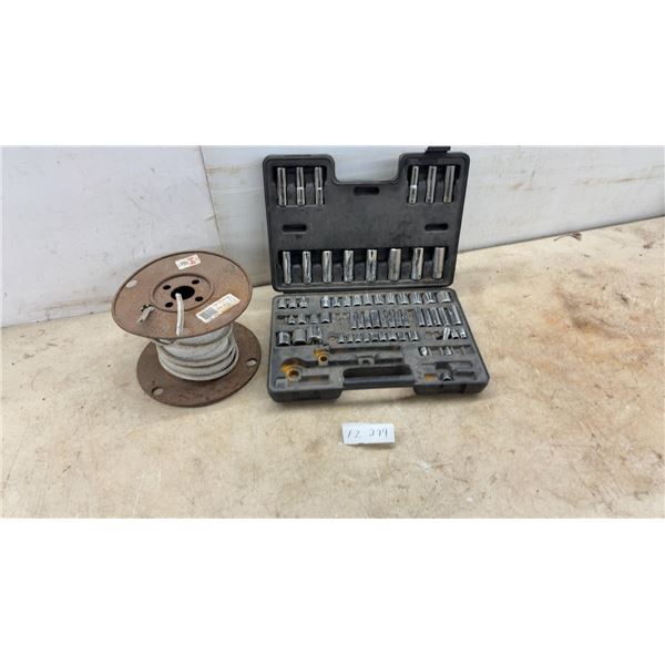 Socket Set with Metric and Standard Sockets, 1 Clasp Broken and Partial Spool 14/2 Wire