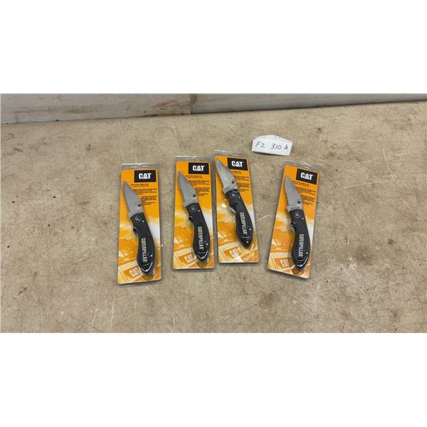 Four CAT Caterpillar High Tech Liner Lock Folding Pocket Knives with Belt Clip