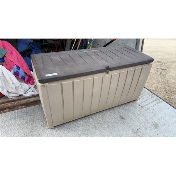 Large Outdoor Storage Box 44 × 22 × 25” with Assorted Garden Tools, BBQ Utensils