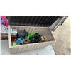 Image 3 : Large Outdoor Storage Box 44 × 22 × 25” with Assorted Garden Tools, BBQ Utensils
