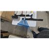 Image 2 : Blue Metal Fan-Style Leaf Rake with Wooden Handle, Squeegees