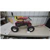 Image 1 : Red Rolling Garden Seat Scooter Cart with Pneumatic Tires, Storage Tray, Pull Handle