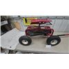 Image 2 : Red Rolling Garden Seat Scooter Cart with Pneumatic Tires, Storage Tray, Pull Handle