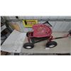 Image 3 : Red Rolling Garden Seat Scooter Cart with Pneumatic Tires, Storage Tray, Pull Handle