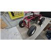 Image 4 : Red Rolling Garden Seat Scooter Cart with Pneumatic Tires, Storage Tray, Pull Handle