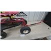 Image 5 : Red Rolling Garden Seat Scooter Cart with Pneumatic Tires, Storage Tray, Pull Handle