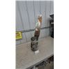 Image 1 : Hand-Carved Wooden Pelican Sculpture on Natural Log Base with Rope Accents, 35” Tall