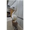 Image 5 : Hand-Carved Wooden Pelican Sculpture on Natural Log Base with Rope Accents, 35” Tall