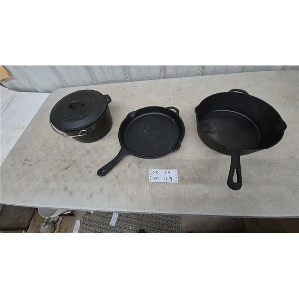 Cabela's 10” Cast Iron Camp Oven with Lid, Cast Iron Round Skillet, Oval Skillet