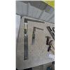 Image 5 : Carpentry Tool Lot: Stanley Quick Square, Framing Square, Hammers, Pry Bars, Hand Saw