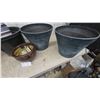 Image 2 : Assorted Plastic Planter Pots, Ribbed Blue and Black, Glazed Ceramic Bowl