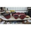 Image 1 : Lot of Plastic Garden Planters in Assorted Sizes, Red, Black, Ceramic Bowl