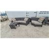 Image 1 : Resin Wicker Curved Patio Set with Sectional Sofa, Armchair, Two End Tables and Cushions