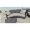 Image 2 : Resin Wicker Curved Patio Set with Sectional Sofa, Armchair, Two End Tables and Cushions