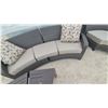 Image 6 : Resin Wicker Curved Patio Set with Sectional Sofa, Armchair, Two End Tables and Cushions