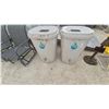 Image 1 : Pair of Plastic Rain Barrels with Screened Tops and Spigots