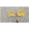 Image 2 : Pair of Repurposed Antique Cast-Iron Tractor Seat Stools with Yellow Finish and Scrolled Bases