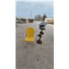 Image 1 : Vintage Yellow Metal Patio Chair and Rustic Metal Bird Feeder with Stand