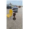 Image 6 : Vintage Yellow Metal Patio Chair and Rustic Metal Bird Feeder with Stand
